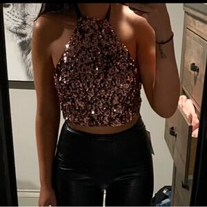 Sparkle halter crop top
